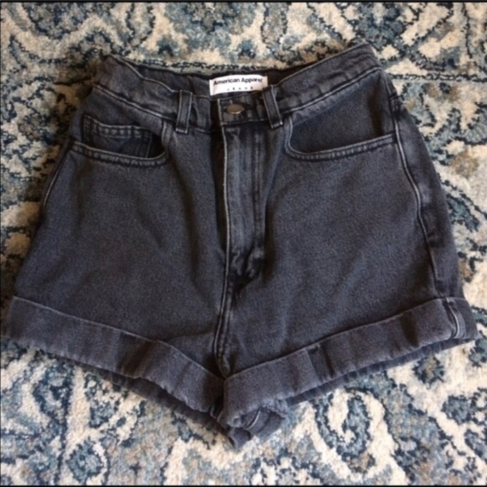Black denim American apparel high waisted shorts